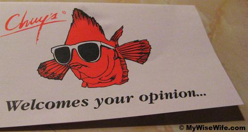 Chuy's welcomes your opinion... Chuy's welcomes your opinion...