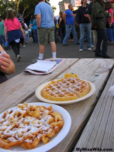 Our desserts - Belgian Waffles (top) and Funnel Cakes (bottom) Our desserts - Belgian Waffles (top) and Funnel Cakes (bottom)