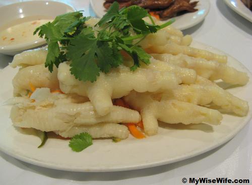 White chicken feet