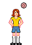 Gif Animado de uma Menina Fazendo Embaixadinhas, em Pixel Art
