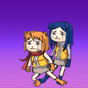 Gif Animado de Duas Meninas-Gato Fazendo uma Dança Estranha