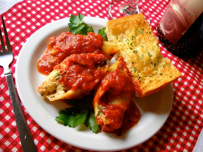 stuffed shells plated up