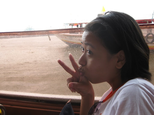 Pootie on a boat tour around Bangkok