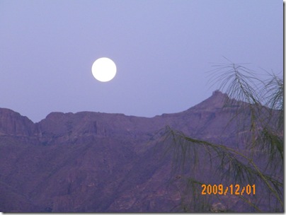 full moon over Superstition Mountain - 5:30 PM
