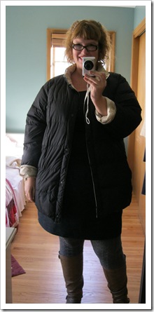 Baby it’s cold outside. Sprucing up the dog-walking coat.