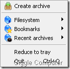 Peazip File menu