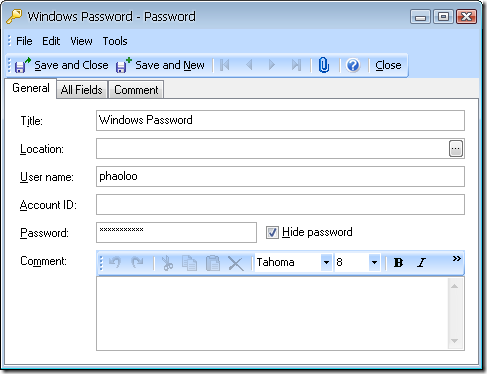 Efficient Password Manager - Add new password