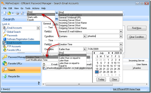 Efficient Password Manager - Search