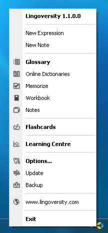 [Lingoversity - System tray menu[2].png]