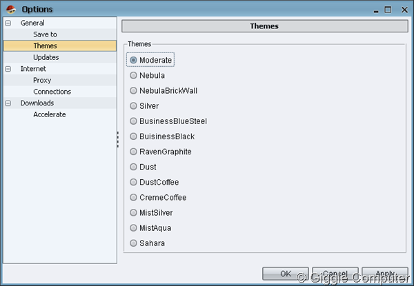 Start SKdownloader - Options - Themes