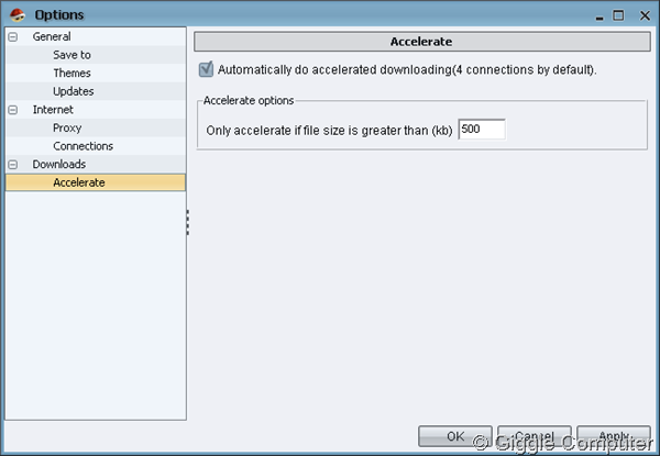 Start SKdownloader - Options - Accelerate