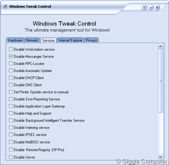 Windows Tweak Control - Services