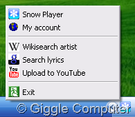 System tray menu