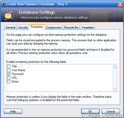 Database Protection Settings