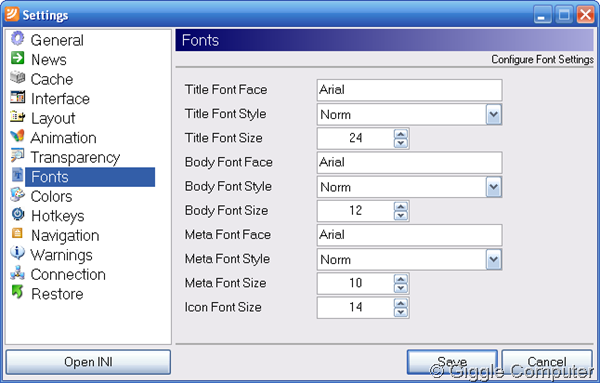 Font settings