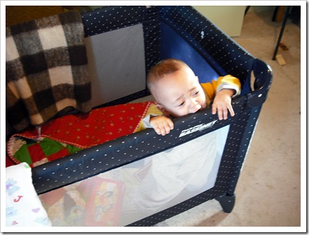 Oliver in his playpen