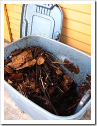 Home compost bin made out of a Rubbermaid container