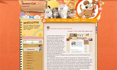 Blogger Template Queen Cat