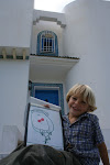 Cruz on the front steps, Nabeul, Tunisia