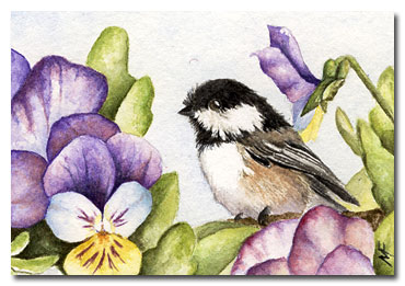 watercolour chickadee painting