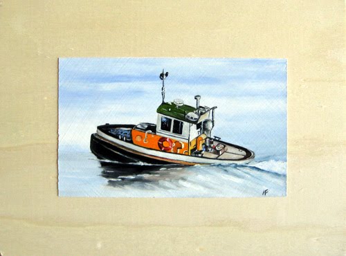oil tugboat painting