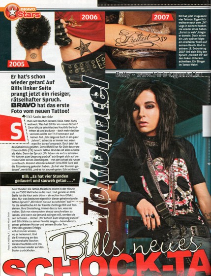 %Lady Gaga Justin Bieber Revista Bravo: Datos del Tatuaje de Bill Kaulitz