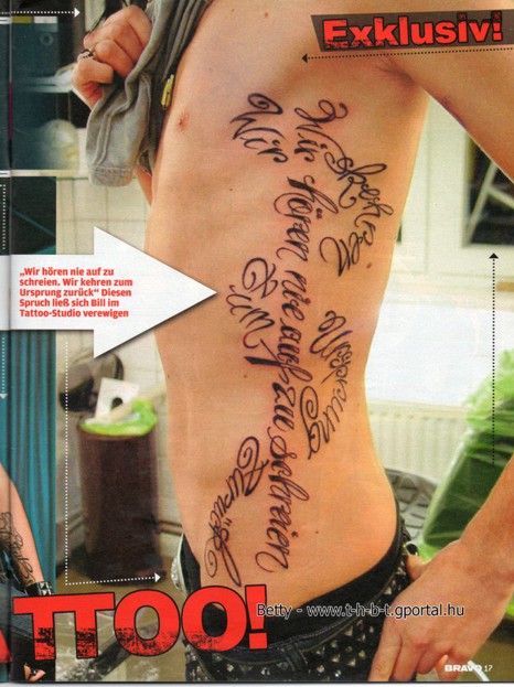 %Lady Gaga Justin Bieber Revista Bravo: Datos del Tatuaje de Bill Kaulitz