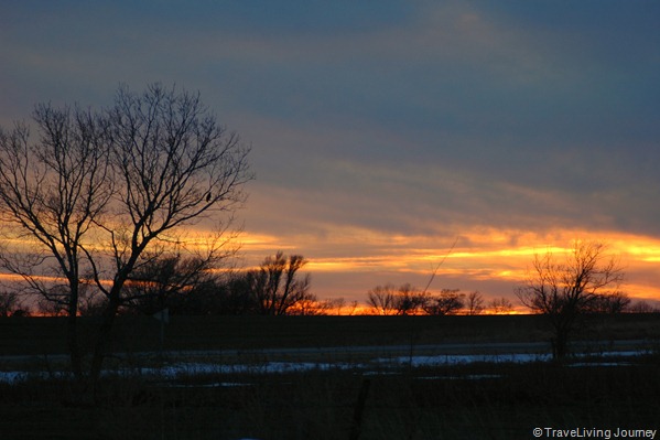 Sunset from our campground in Arkansas, KS