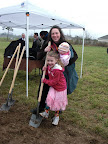 Our 3 ladies pose at the Centerton chapel ground breaking.
