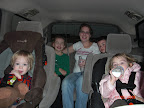 Ashley with the kids on the way back from the park