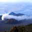 The light grow on Batok, Bromo and Semeru