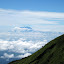Gunung Lawu emerges from the clouds to the east