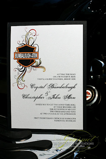 She searched and searched for motorcycle wedding invitations and found 