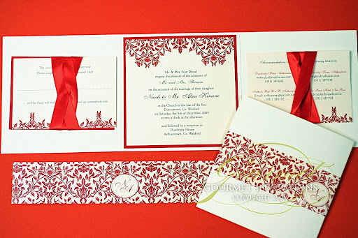 I used photos from their website with all of the beautiful red damask 