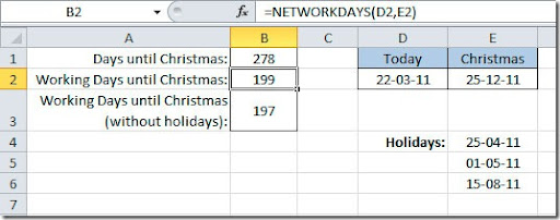 Excel Formula To Count Number Of Days Between Two Dates