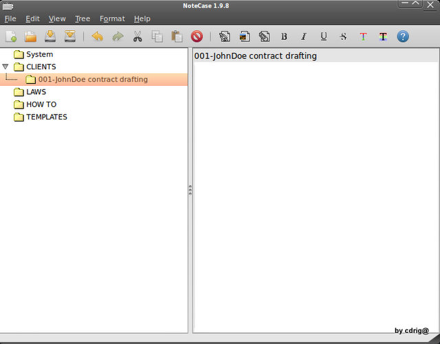 NoteCase - child node created
