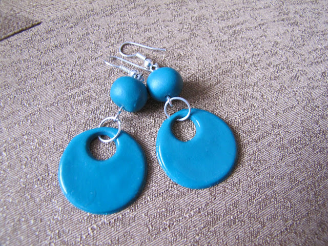 Cercei handmade din Fimo, verde jucaus