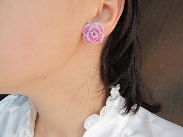Brosa Handmade Fimo, dalie roz