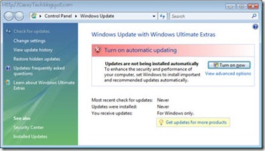 Windows Update will help keep your computer safe, and sometimes even speed it up! Click to enlarge. Casey Tech