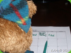 Sleepy Bear Checks His Calendar