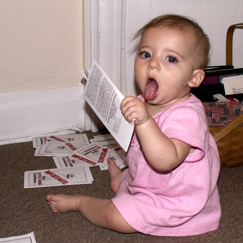 [Elaine 7 months eating Spanish tracts[3].jpg]