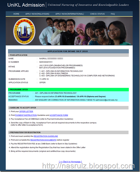 Offer Letter from UniKL2 Offer Letter from UniKL2