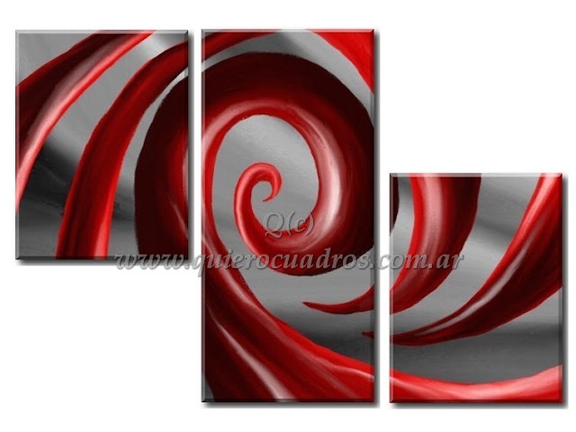 Cuadros tripticos Olas rojas