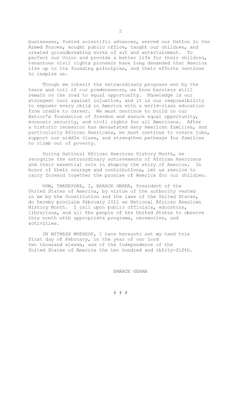 President Obamas Proclamation on Black History Month (2)