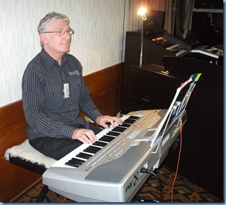 Little Jack Horner sat in the corner. The Club President fronted-up to playing the arrival music on his Korg Pa1X. Photo courtesy of Colleen Kerr. Little Jack Horner sat in the corner. The Club President fronted-up to playing the arrival music on his Korg Pa1X. Photo courtesy of Colleen Kerr.