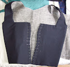 The lining roughly in place, eyelets started