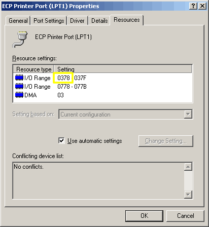 LPT1 Base Address LPT1 Base Address
