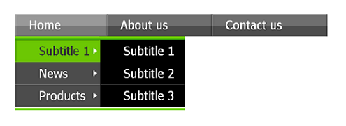 Gray Drop-Down Menu With Submenu Highlighted in Green