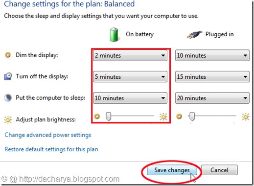 Power settings Win7 1