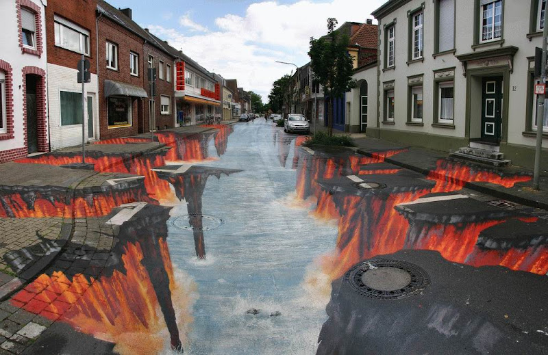 รูปภาพ street art งานอาร์ตสวยๆ บนพื้นถนน